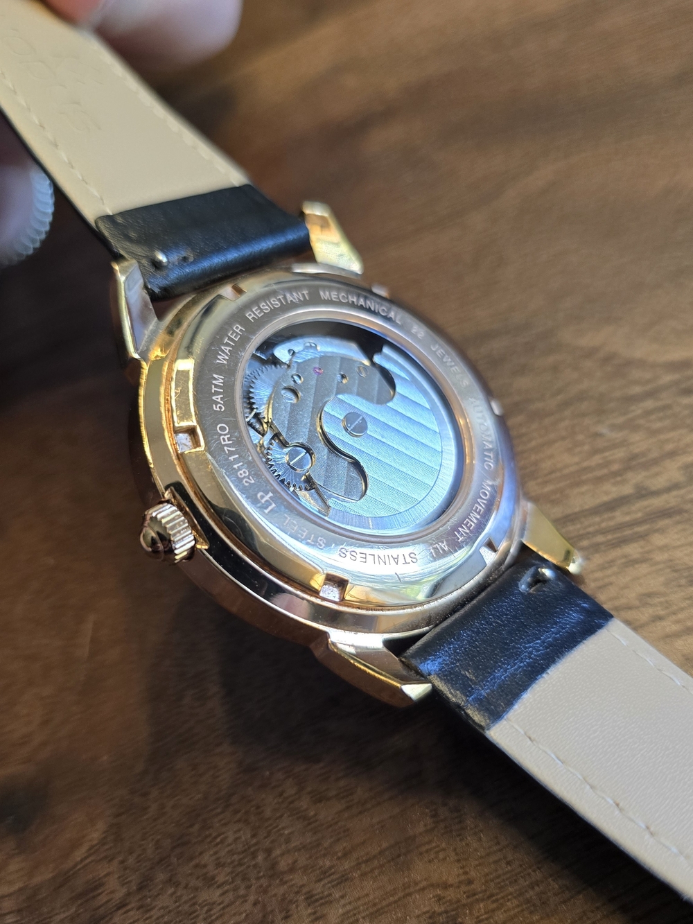 Automatic Lucian Piccard Open Heart Moon Phase With Exhibition Back In Rose Gold - Picture 6 of 10
